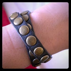 Black pleather bracelet with buttons